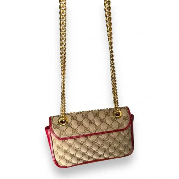 Authentic GUCCI GG Canvas Marmont Flap crossbody convertible bag